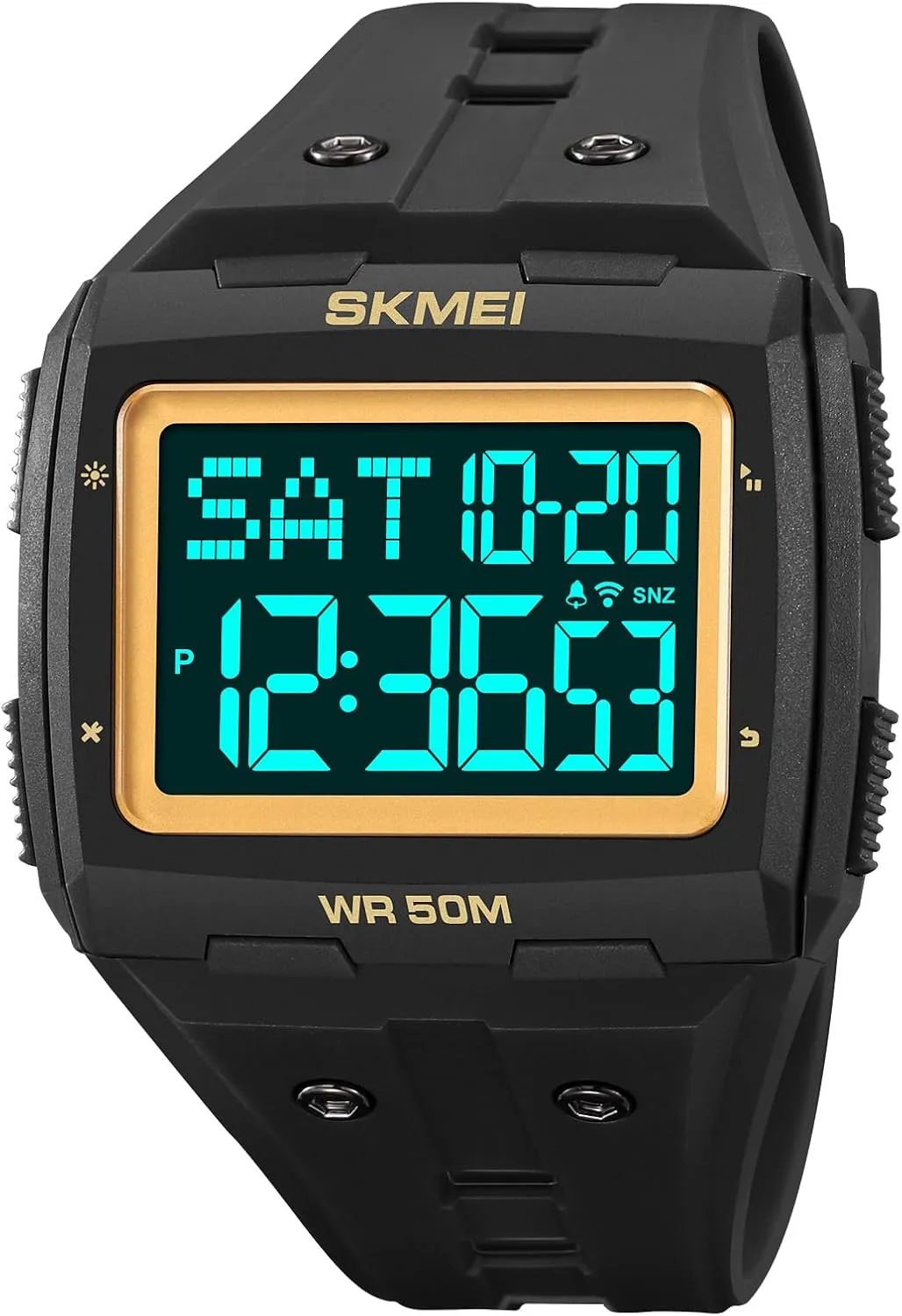 LED Digital Double Time rod submission abandonment Watch Gosasa Men Digital Watch Rectangle Large Face 5ATM Waterproof Easy to Read Military Watch Multifunctional Sports Watches Alarm Clock 