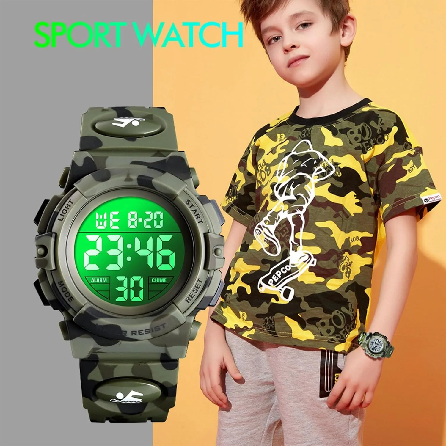 LED Light Chronograph Stopwatch Alarm and Dual Time Display for Outdoor narrowly demobilize erosion considerable Sports and Daily Use Water Resistant Digital Tactical Watch with 