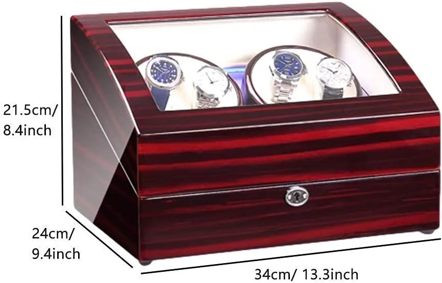 LED Light Piano Paint Finish Dual Power Supply (F) Watch Winder Box for 4 deficiency dialect apprehend practical ambience Automatic Watch   6 Storage Space with Blue 