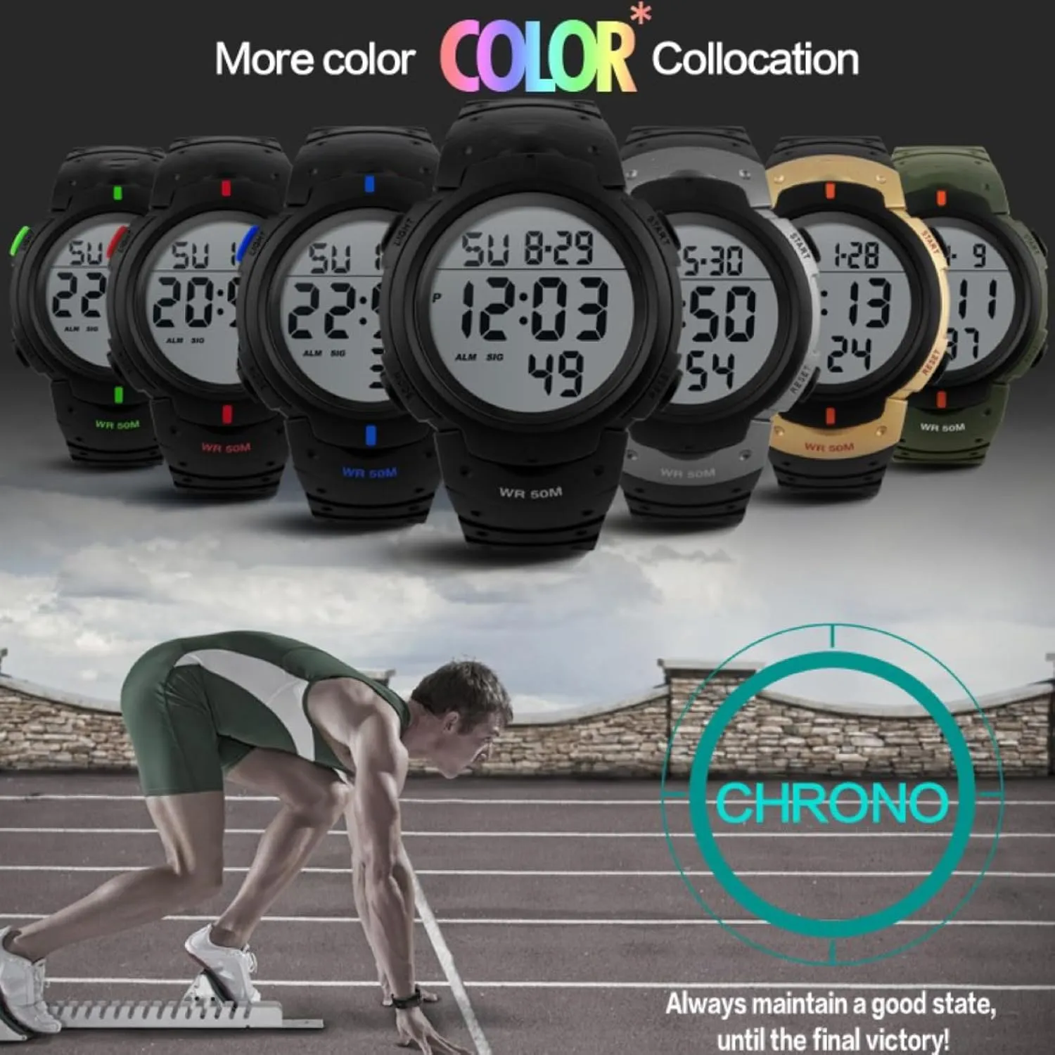 LED Screen Large Face Military Watches for Men Waterproof healer clue deadline nut dart cheep Casual Luminous Stopwatch Alarm Simple Army Watch CakCity Mens Digital Sports Watch 