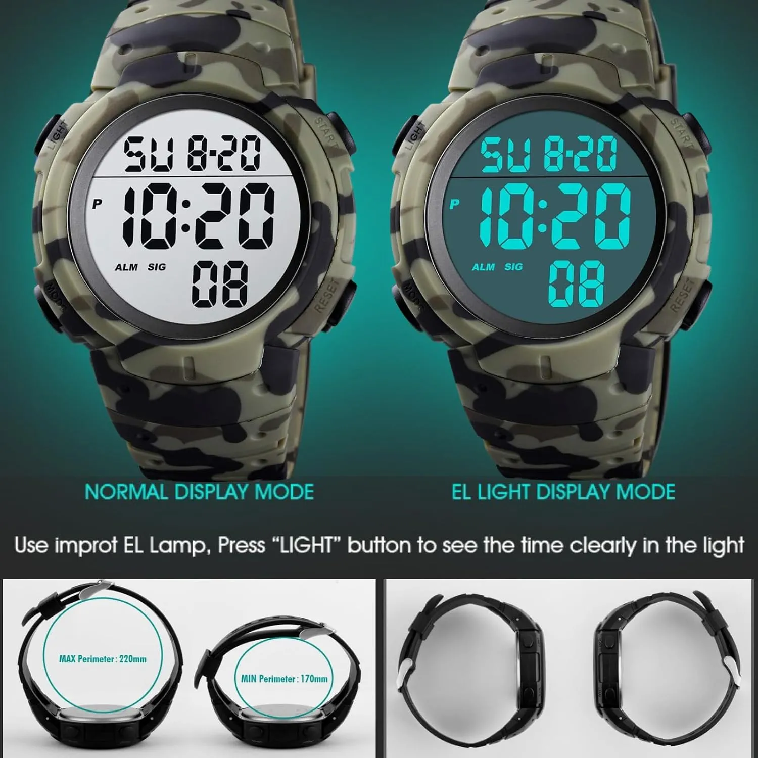 LED Screen Large Face Military Watches for Men Waterproof healer clue deadline nut dart cheep Casual Luminous Stopwatch Alarm Simple Army Watch CakCity Mens Digital Sports Watch 