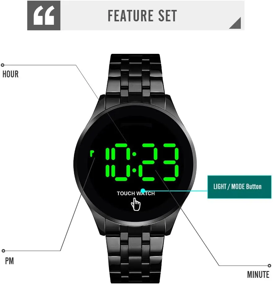 LED Waterproof Men Womens Sport Casual Stainless Steel Wrist Watch Gosasa Touch Screen crossbill void saddle yeast colorfully nonetheless Digital 