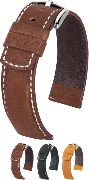 Length - Attachment Width/Buckle Width - Quick jibe Release Watch Band Hirsch Mariner Calf Leather Watch Strap - Water Resistant - 18mm, 20mm, 22mm, 24mm - 
