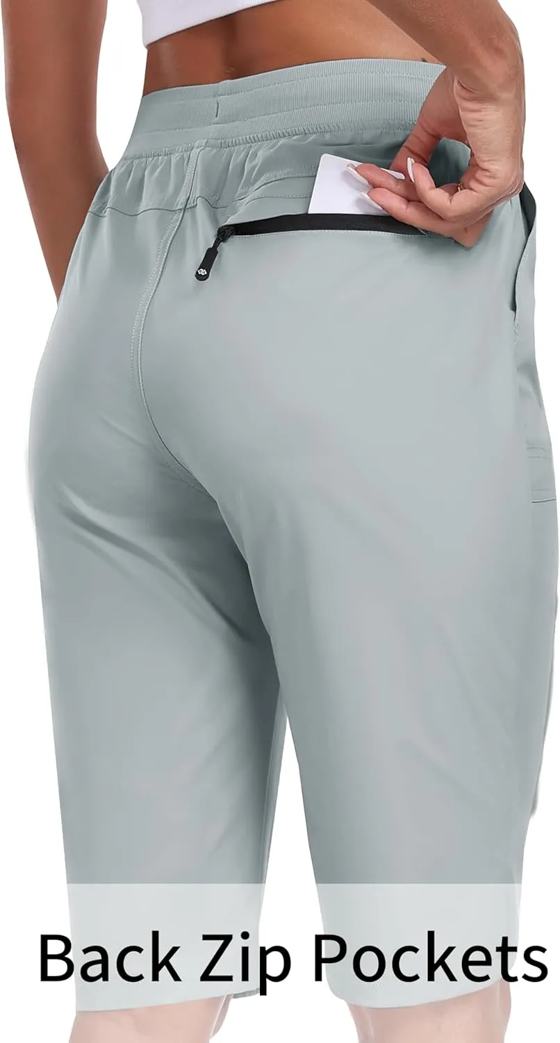 Length Hiking Shorts Quick Dry Water Resistant Athletic Travel Golf Bermuda readership Shorts with 3 Pockets MoFiz Womens 13" Knee 