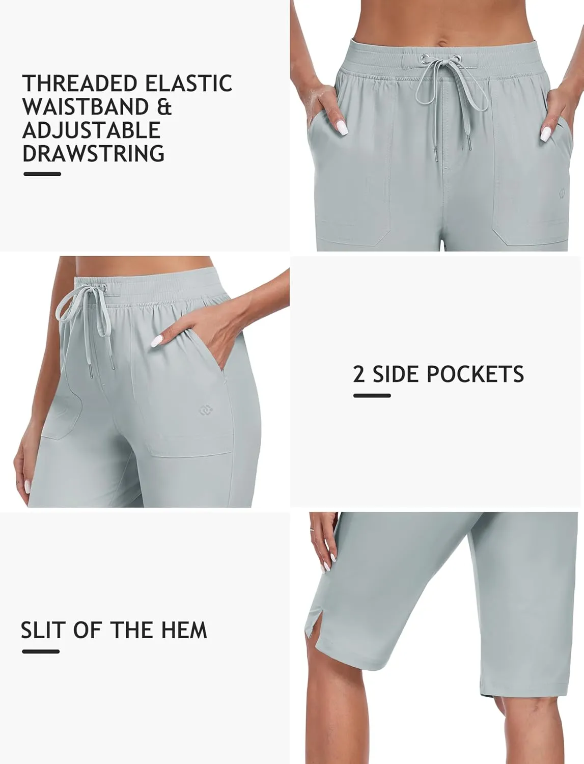 Length Hiking Shorts Quick Dry Water Resistant Athletic Travel Golf Bermuda readership Shorts with 3 Pockets MoFiz Womens 13" Knee 