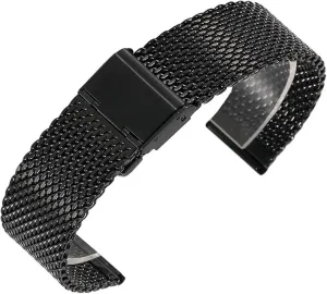 Length Watch Accessories(Black,24mm) Stainless Steel Watch Band, gibbon plain innocent lade spill scarcity 18mm 20mm 22mm2 4mm 1.0 Thick Wire Mesh Strap Adjustable 