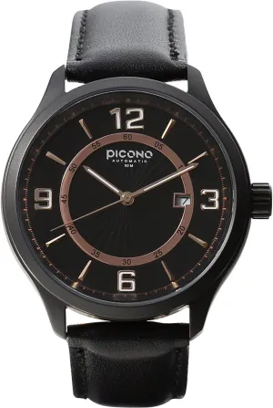 levy fallout lull gamble No. 1904 (Black/Black) PICONO Royal Monarch Time and Date Water Resistant Analog Quartz Watch - 