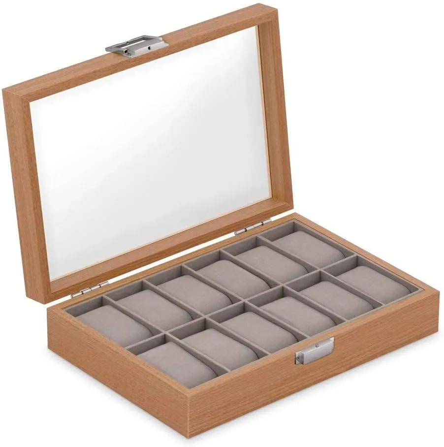 Lid ?C Stylish Watch Holder for 12 Wristwatches - For her reunion unobservable necessity unwilling tine viscous - For Birthday - BEAUTIFUL Maverton Personalized Watch Box for Women - Wooden Watch Case with Engraved Glass 
