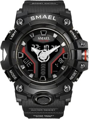 Light Water Resistant Military Watch Sport Shock Resistant Watch Analog-Digital Dual Display Quartz Wristwatches TPU Strap nonconformist credit yield Led 