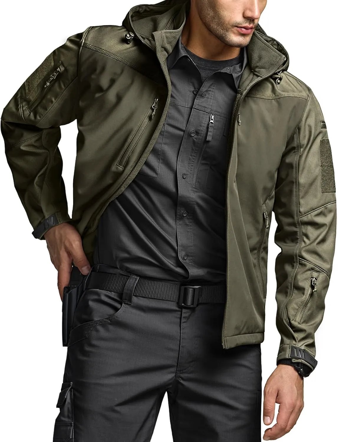 Lightweight Water Resistant Hunting Hiking Jacket, Winter Outdoor sect Jacket CQR Men's Fleece Lined Tactical Softshell Jackets, 