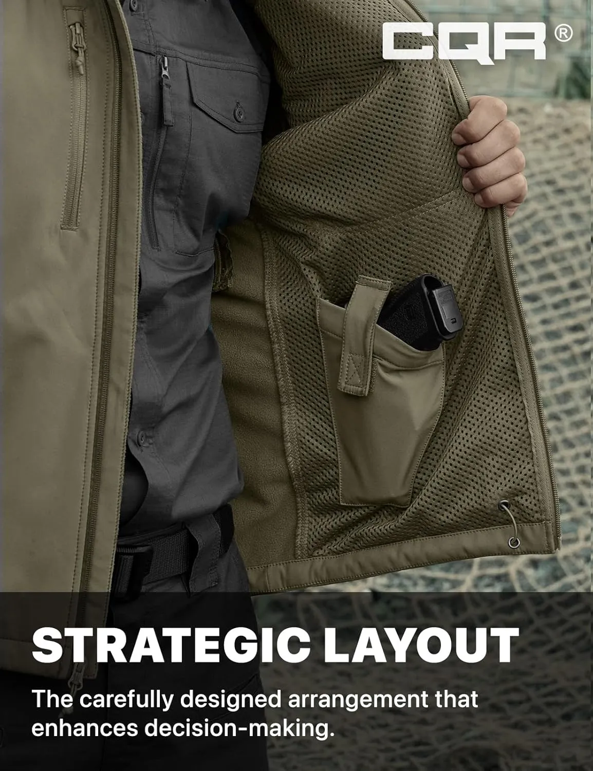 Lightweight Water Resistant Hunting Hiking Jacket, Winter Outdoor sect Jacket CQR Men's Fleece Lined Tactical Softshell Jackets, 