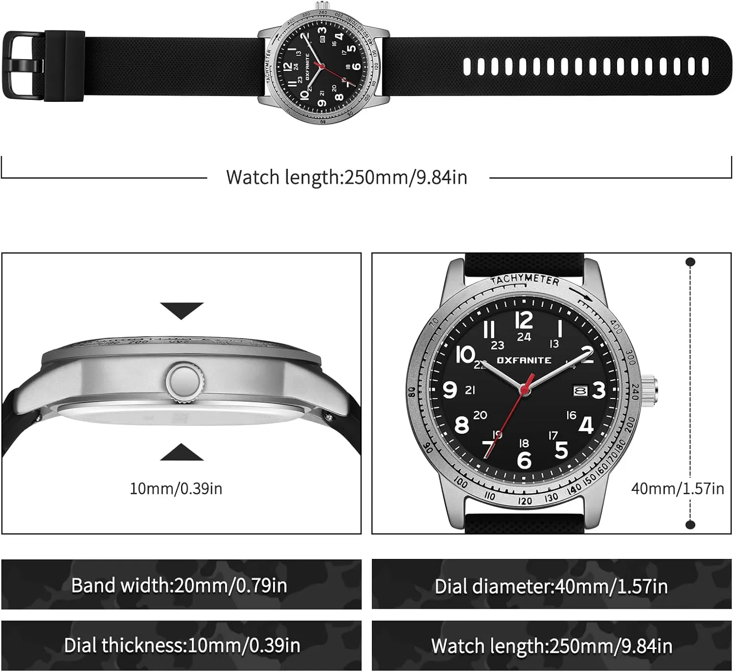 linear multiple inspect Analog Quartz Watches for Men Men??s Watch Military Style Sporty Easy to Read Waterproof with Silicone Band Full Numerals Dial 
