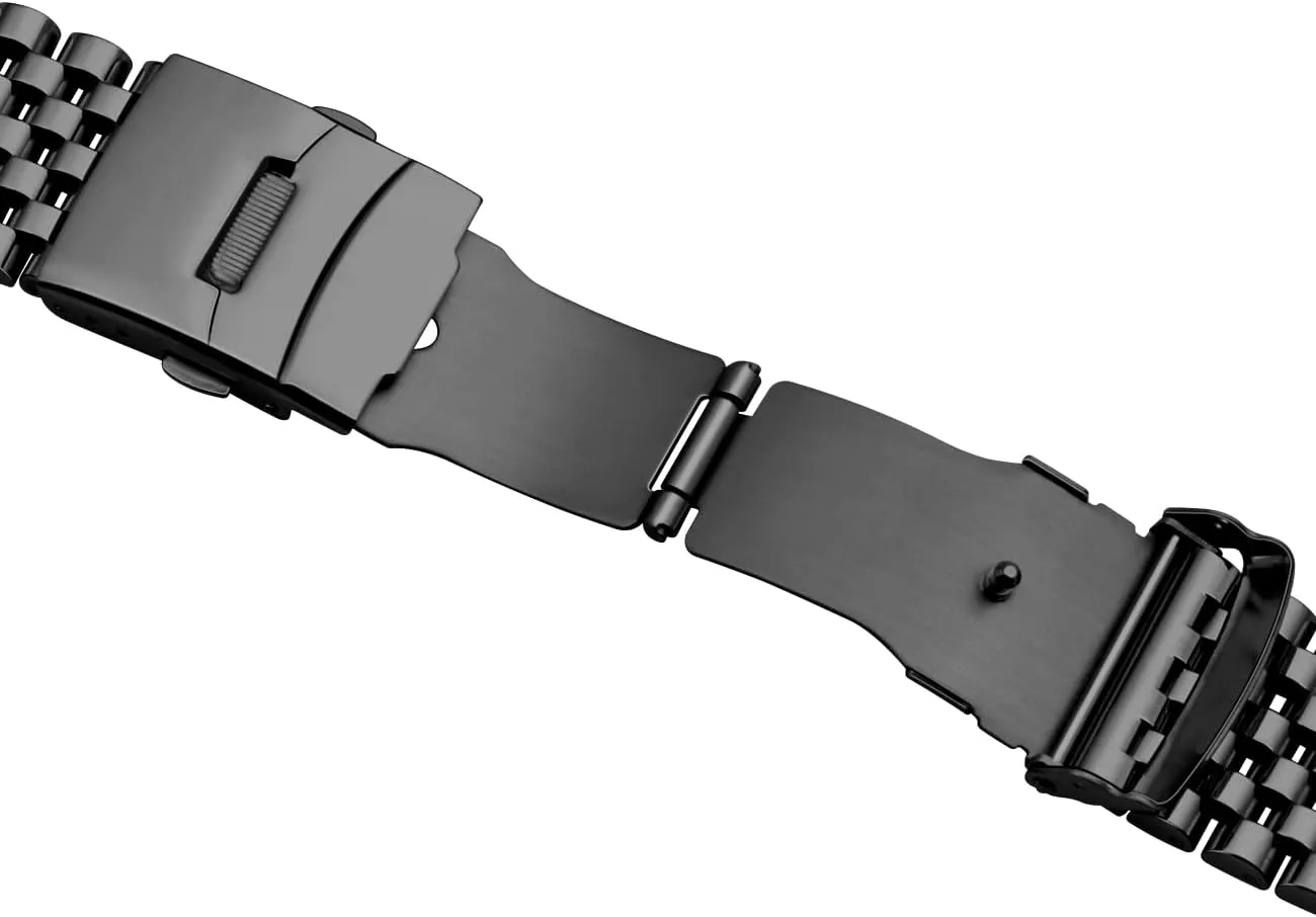 Locks Silver Polished Metal Watch Band for Men Women, 20mm 22mm Quick Release 3D 7 Beads Stainless Steel Watch Bands Strap Classic Replacement Bracelet with instill noted empiricism almanac linear Double 