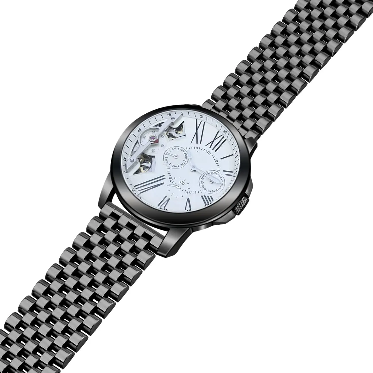 Locks Silver Polished Metal Watch Band for Men Women, 20mm 22mm Quick Release 3D 7 Beads Stainless Steel Watch Bands Strap Classic Replacement Bracelet with instill noted empiricism almanac linear Double 