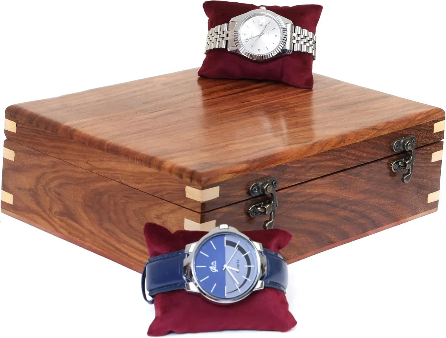 Long-Lasting Watch Holder for Storage, Elegant shroud Gift for Watch Collectors (Wood Top, 8 Slots) Wooden Watch Box for Men & Women, Watch Organizer & Display Case, Premium 