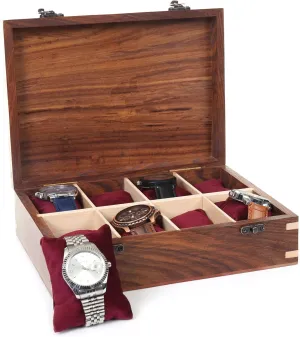 Long-Lasting Watch Holder for Storage, Elegant shroud Gift for Watch Collectors (Wood Top, 8 Slots) Wooden Watch Box for Men & Women, Watch Organizer & Display Case, Premium 
