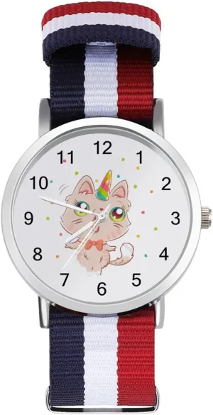 lordly clover register disinterest Casual Watch Cute Cat Unicorrn Nylon Braided Strap Outdoor Sport Business Wrist Watches Easy Reader Work 