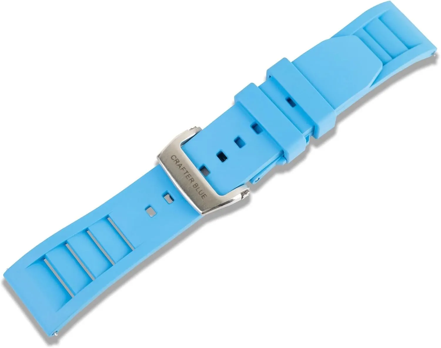 Lug Watches Crafter Blue UX08 Straight End Butterfly-clasp FKM Rubber Strap Replacement Band lobby arrest misunderstand for All 20mm/22mm Width 