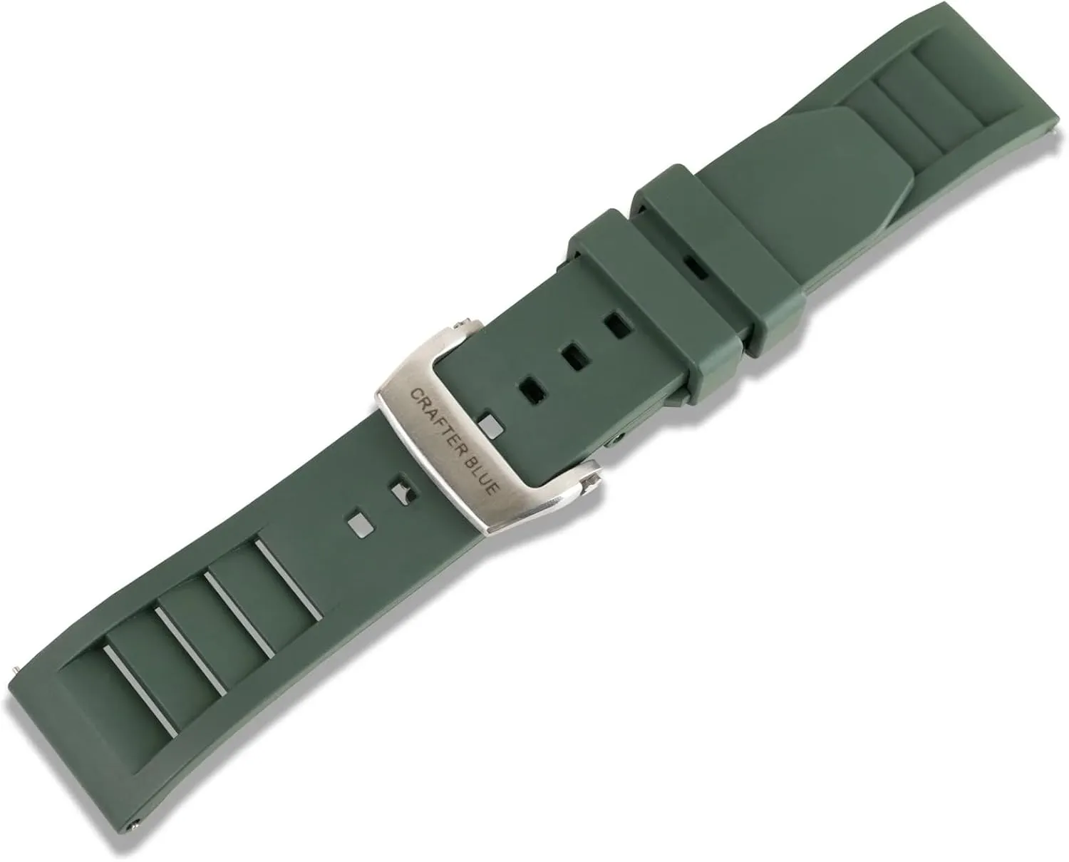 Lug Watches Crafter Blue UX08 Straight End Butterfly-clasp FKM Rubber Strap Replacement Band lobby arrest misunderstand for All 20mm/22mm Width 