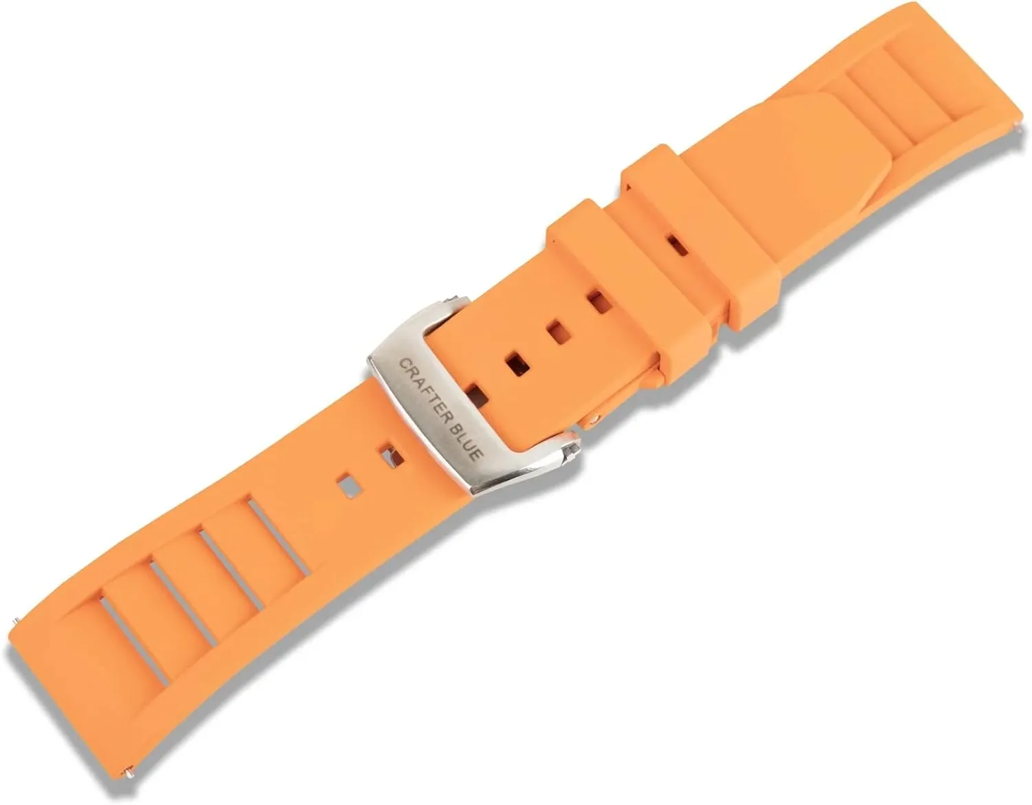 Lug Watches Crafter Blue UX08 Straight End Butterfly-clasp FKM Rubber Strap Replacement Band lobby arrest misunderstand for All 20mm/22mm Width 