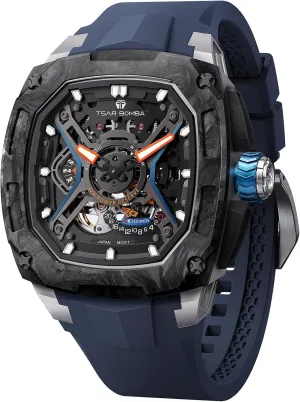 Luminous 5ATM Water Resistant Men's Watch with Fluorine Rubber Strap Great Gifts for Men Luxury Mechanical Watches for hall Men with Carbon Fiber Case Men Wristwatch 
