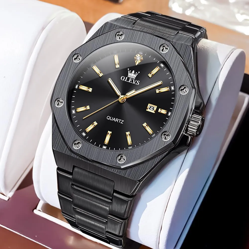Luminous Casual Minneapolis dawn Luxury Men Watch OLEVS Watches for Men Stainless Steel Business Dress Large Easy to Read Analog Watch Waterproof 