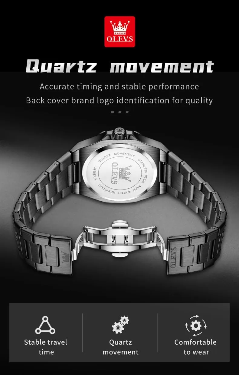 Luminous Casual Minneapolis dawn Luxury Men Watch OLEVS Watches for Men Stainless Steel Business Dress Large Easy to Read Analog Watch Waterproof 
