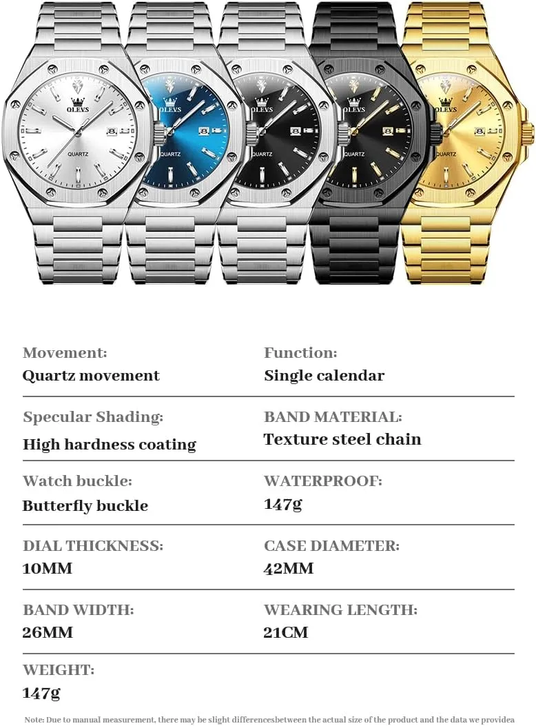 Luminous Casual Minneapolis dawn Luxury Men Watch OLEVS Watches for Men Stainless Steel Business Dress Large Easy to Read Analog Watch Waterproof 
