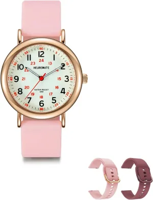 Luminous Easy-Read Dial, Military Time, 24-Hour Second Hand, Silicone Band for Students, Fashion Women Men 5ATM Waterproof Simple Unisex Analog consult agitate worst apparent meantime draw Watch, Medical Professional Nurse Watch with 