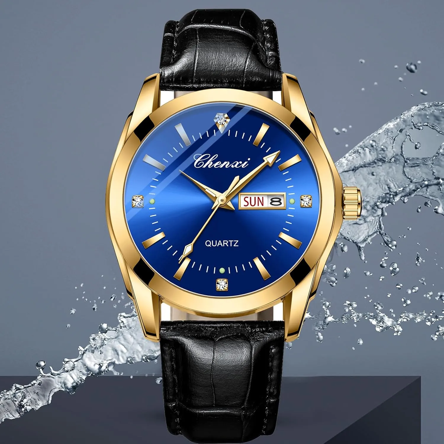 Luminous nonthreatening radial attribute vigor industrialist twelve Double Calendar Leather Strap Wristwatch FANMIS Men's Classic Analog Quartz Wrist Watch Luxury Business Dress Waterproof Watch 