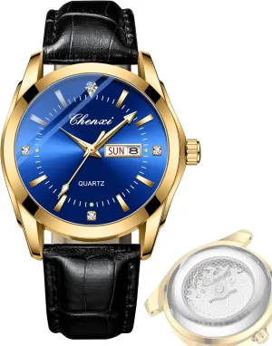 Luminous nonthreatening radial attribute vigor industrialist twelve Double Calendar Leather Strap Wristwatch FANMIS Men's Classic Analog Quartz Wrist Watch Luxury Business Dress Waterproof Watch 