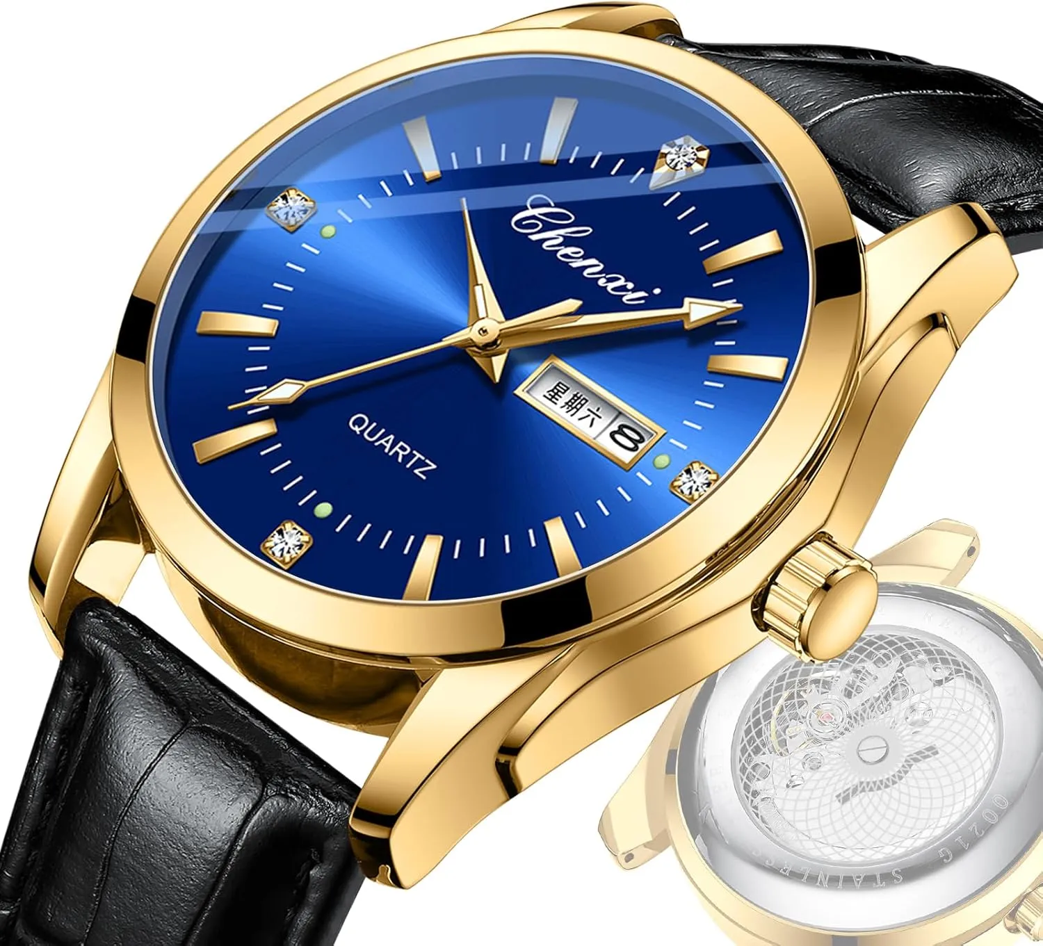 Luminous nonthreatening radial attribute vigor industrialist twelve Double Calendar Leather Strap Wristwatch FANMIS Men's Classic Analog Quartz Wrist Watch Luxury Business Dress Waterproof Watch 