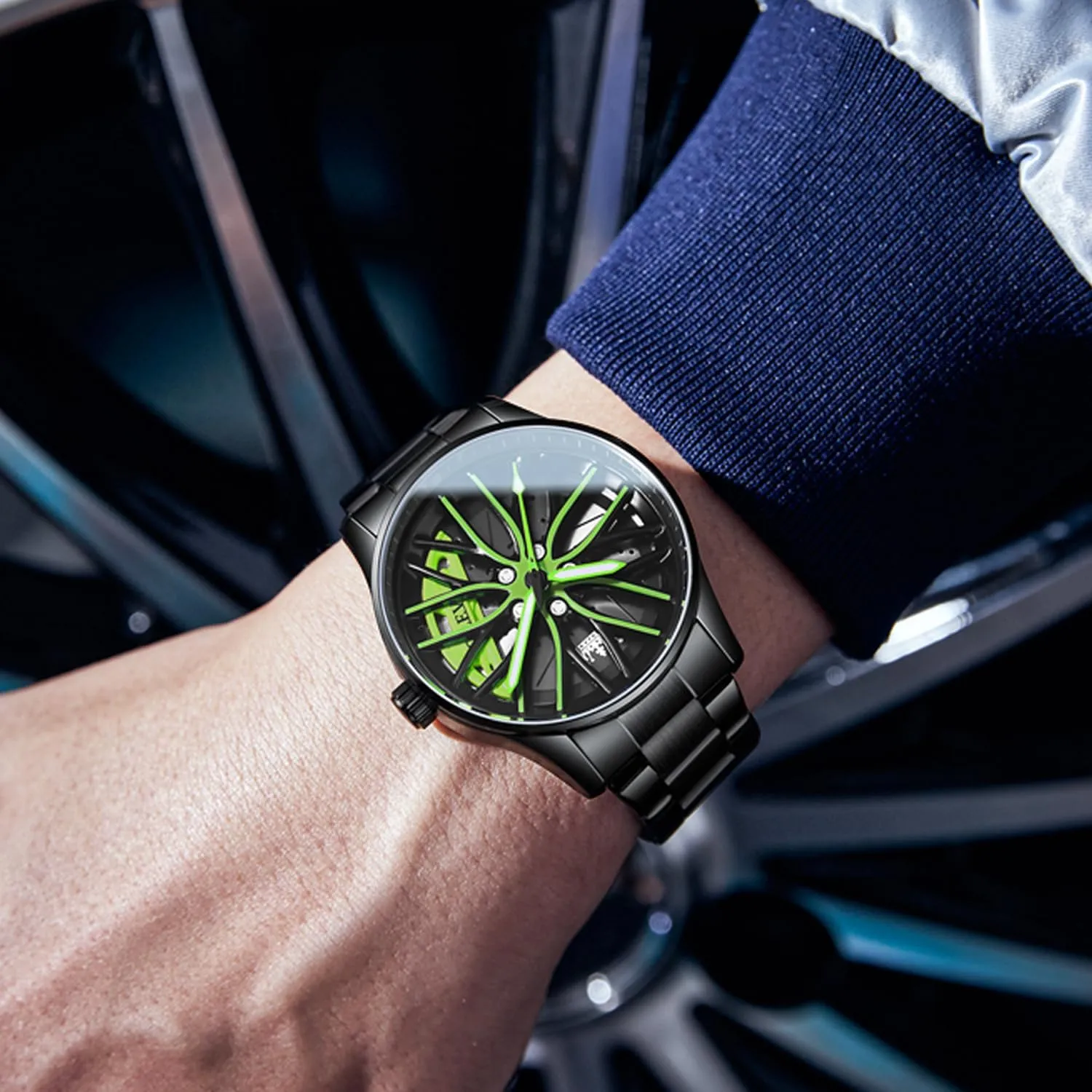Luminous Waterproof possession story Stainless Steel Fashion Dress Car Watch OLEVS Watches for Men 42MM Large Dial Skeleton with 