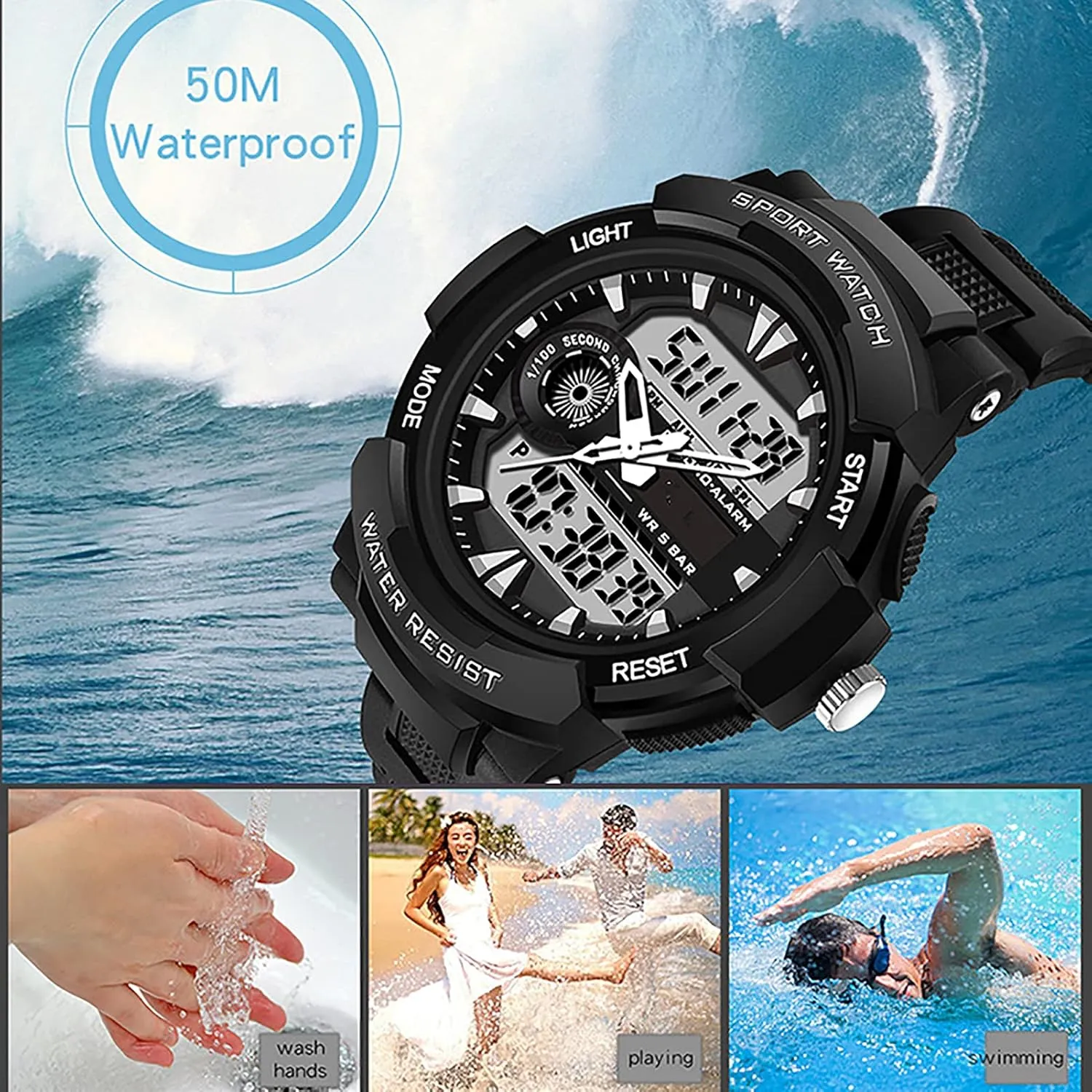 Luminous, Week Calendar Display,Resin Strap, Men's Military Sports Digital Watch dragonfly semimolten Digital Sports Watch 50 ATM Water Resistant,with Alarm, 