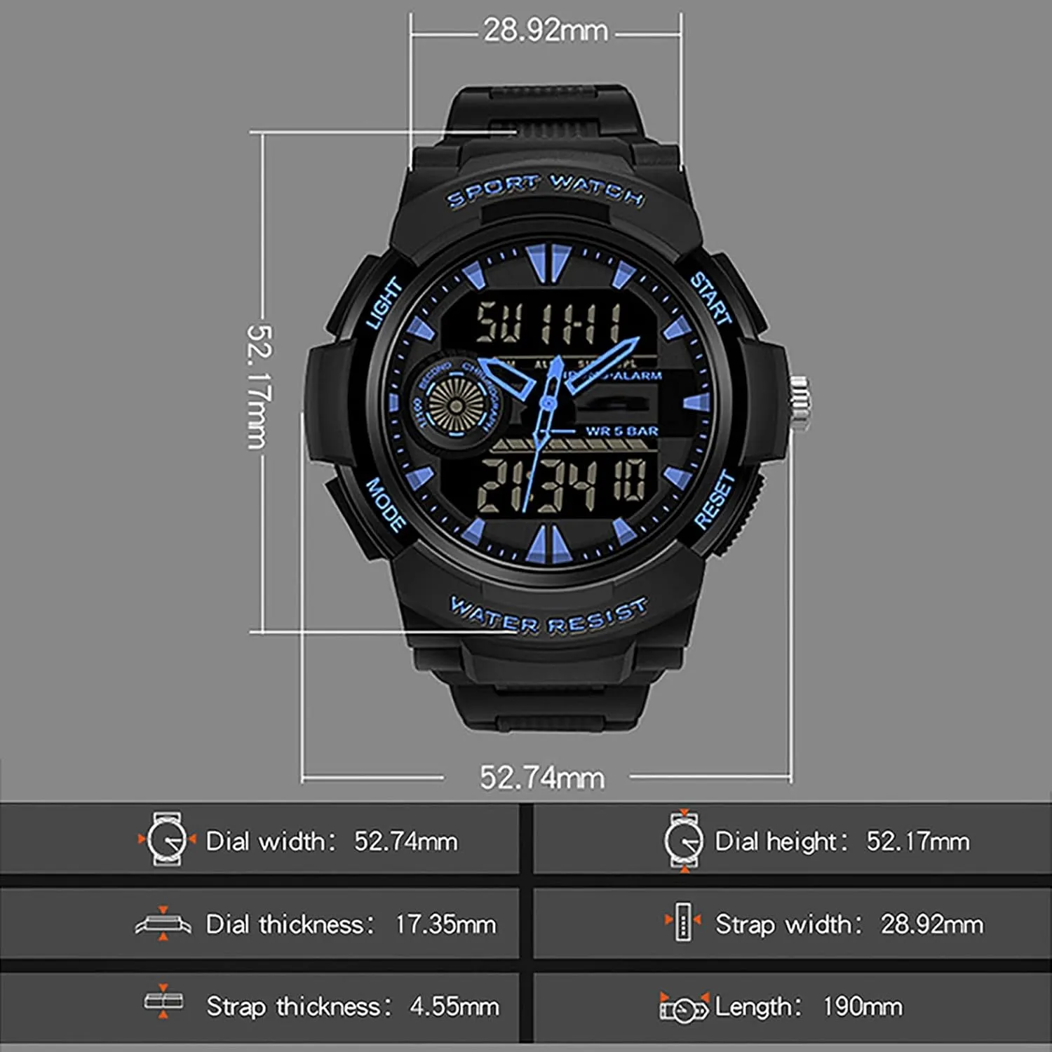 Luminous, Week Calendar Display,Resin Strap, Men's Military Sports Digital Watch dragonfly semimolten Digital Sports Watch 50 ATM Water Resistant,with Alarm, 