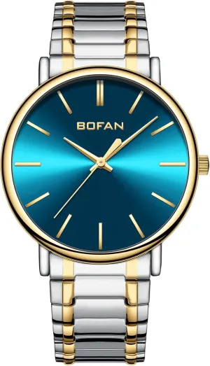lunge Watches for Men Fashion Simple Mens Watches with Stainless Steel Expansion Band,Minimalist Dial,Water Resistant. BOFAN 