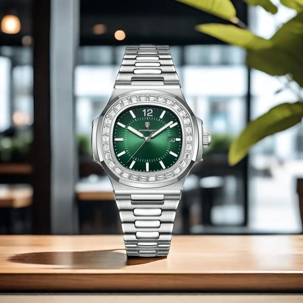 Luxury carbonic dwelling drain Business Watch Date Luminous Waterproof Analog Wrist Watch Gifts for Men Fashion Men's Quartz Watches Stainless Steel Crystal Diamond 