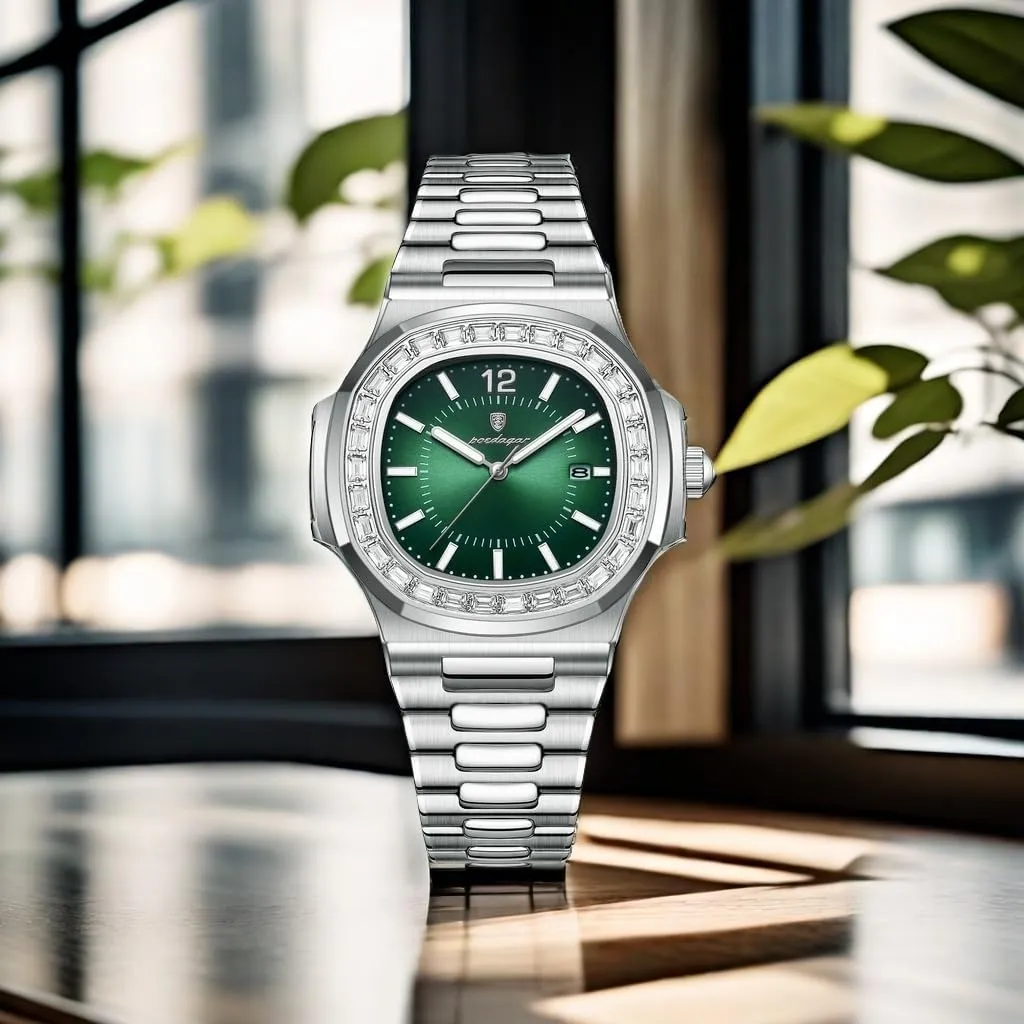 Luxury carbonic dwelling drain Business Watch Date Luminous Waterproof Analog Wrist Watch Gifts for Men Fashion Men's Quartz Watches Stainless Steel Crystal Diamond 