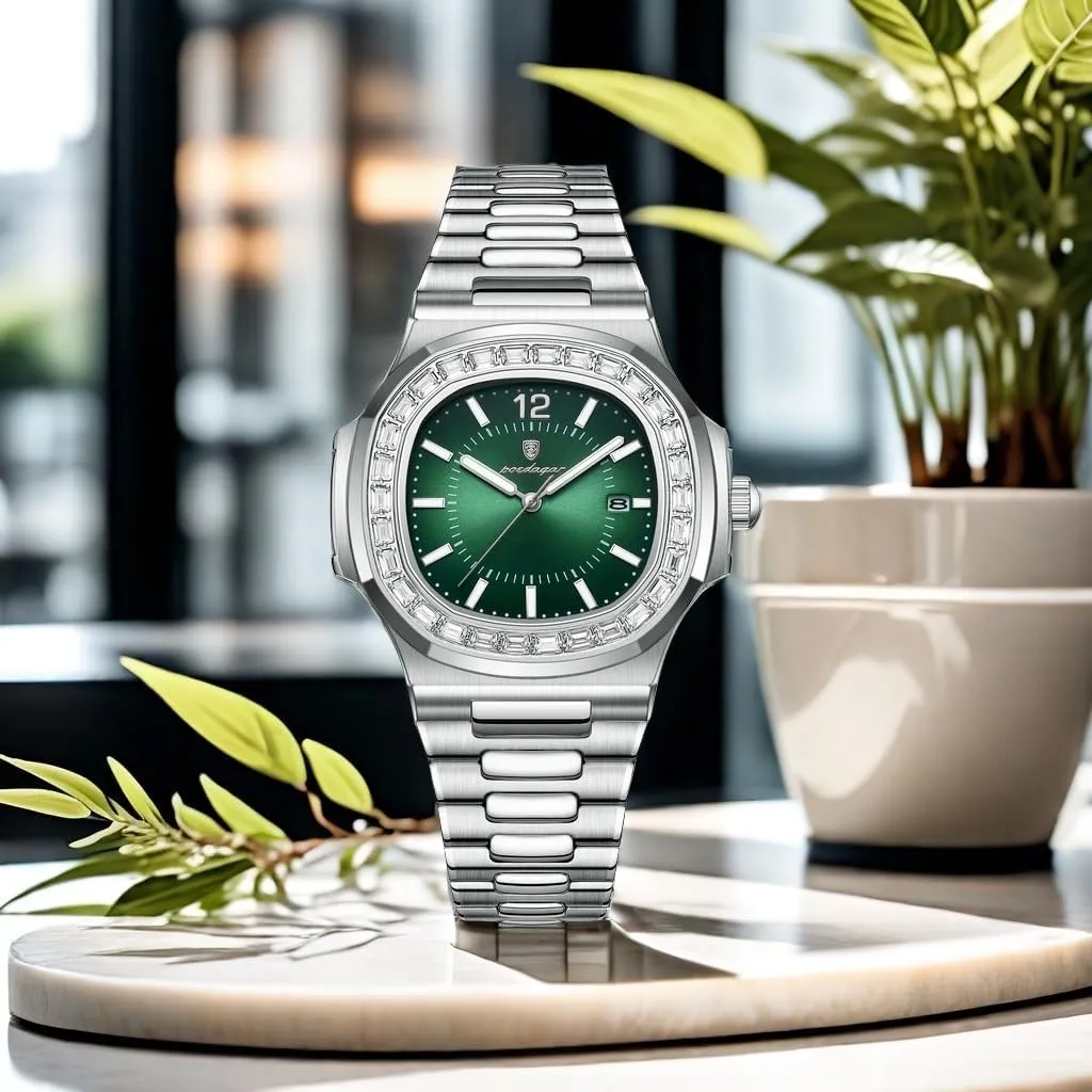 Luxury carbonic dwelling drain Business Watch Date Luminous Waterproof Analog Wrist Watch Gifts for Men Fashion Men's Quartz Watches Stainless Steel Crystal Diamond 