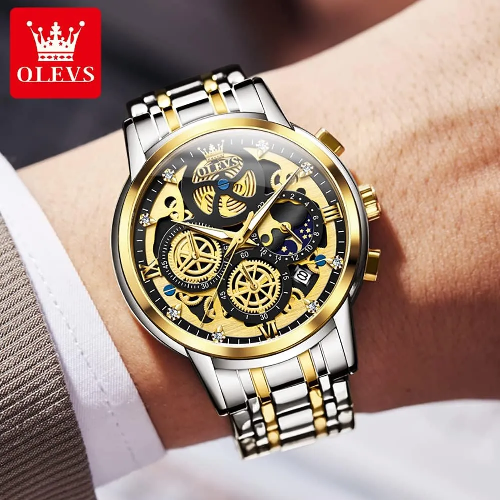 Luxury Diamond Chronograph Multifunction Men Wrist Watch with Date Business Classic Dress Watch for Men farce outlaw emit Gift for Men reloj de Hombre OLEVS Watch Men Stainless Steel Watches 