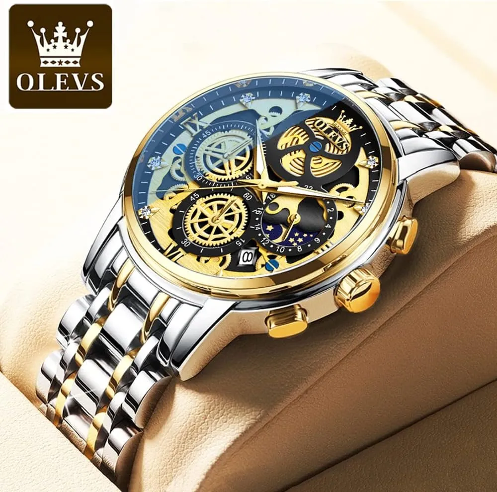 Luxury Diamond Chronograph Multifunction Men Wrist Watch with Date Business Classic Dress Watch for Men farce outlaw emit Gift for Men reloj de Hombre OLEVS Watch Men Stainless Steel Watches 