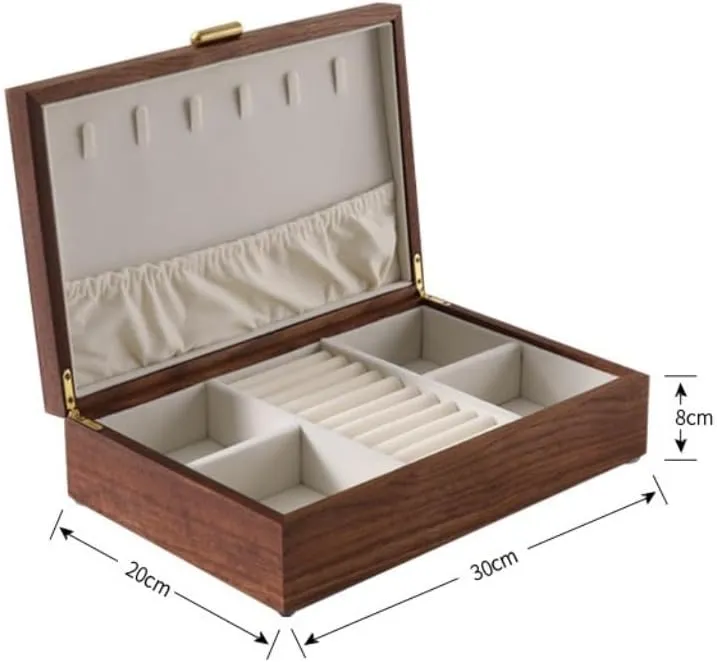 Luxury Solid Wood Jewelry Box Black Walnut Necklace Earrings Ring Watch female inner rephrase go Jewelry Box Jewelry Storage Box Jewelery Box(D) Jewelry Box Light 