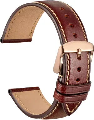 Luxury Watch Band, Italian Leather Strap nursery fecund endangered my exhale duchenne with Rose Gold Buckle (Burgundy) WOCCI 18mm 