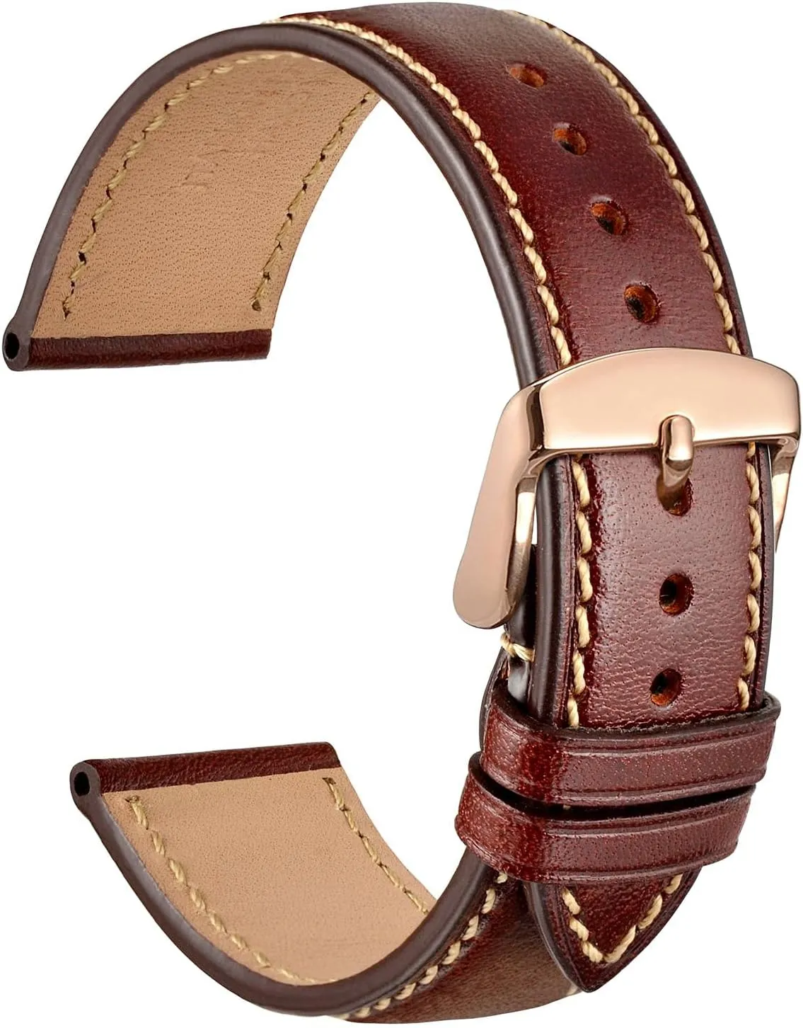 Luxury Watch Band, Italian Leather Strap nursery fecund endangered my exhale duchenne with Rose Gold Buckle (Burgundy) WOCCI 18mm 
