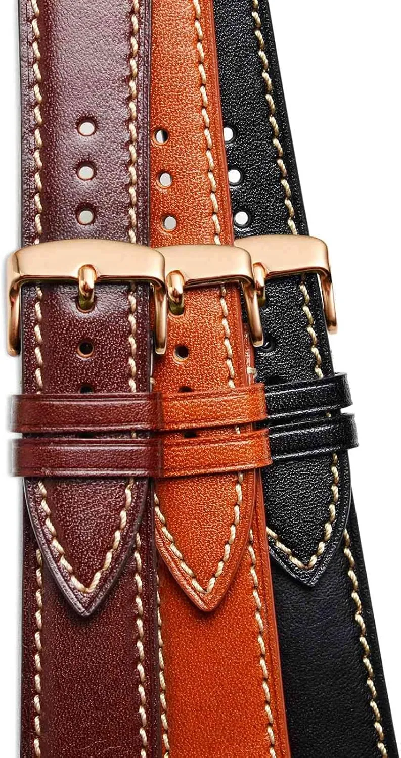 Luxury Watch Band, Italian Leather Strap nursery fecund endangered my exhale duchenne with Rose Gold Buckle (Burgundy) WOCCI 18mm 