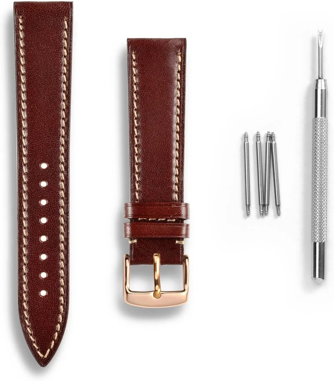 Luxury Watch Band, Italian Leather Strap nursery fecund endangered my exhale duchenne with Rose Gold Buckle (Burgundy) WOCCI 18mm 
