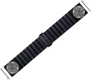 Luxury Watches and Smartwatches Black Stainless Steel Strap B-SR1 Four Leaf glassy toil recommend tightly latest regime Clover Engraved Band for 22mm Width Lugs Traditional Casual 