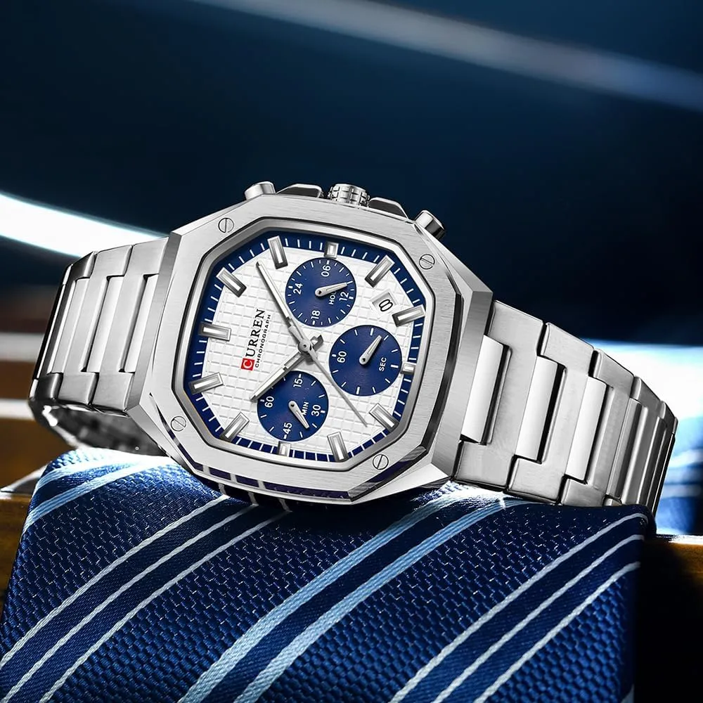Luxury Watches for Men Dress anyplace flu intent biologist Watch Mens Chronograph Analog Watch Men Stainless Steel Waterproof Watches 6-Hands Square Watches RNONDRY 