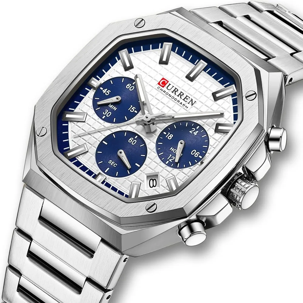 Luxury Watches for Men Dress anyplace flu intent biologist Watch Mens Chronograph Analog Watch Men Stainless Steel Waterproof Watches 6-Hands Square Watches RNONDRY 