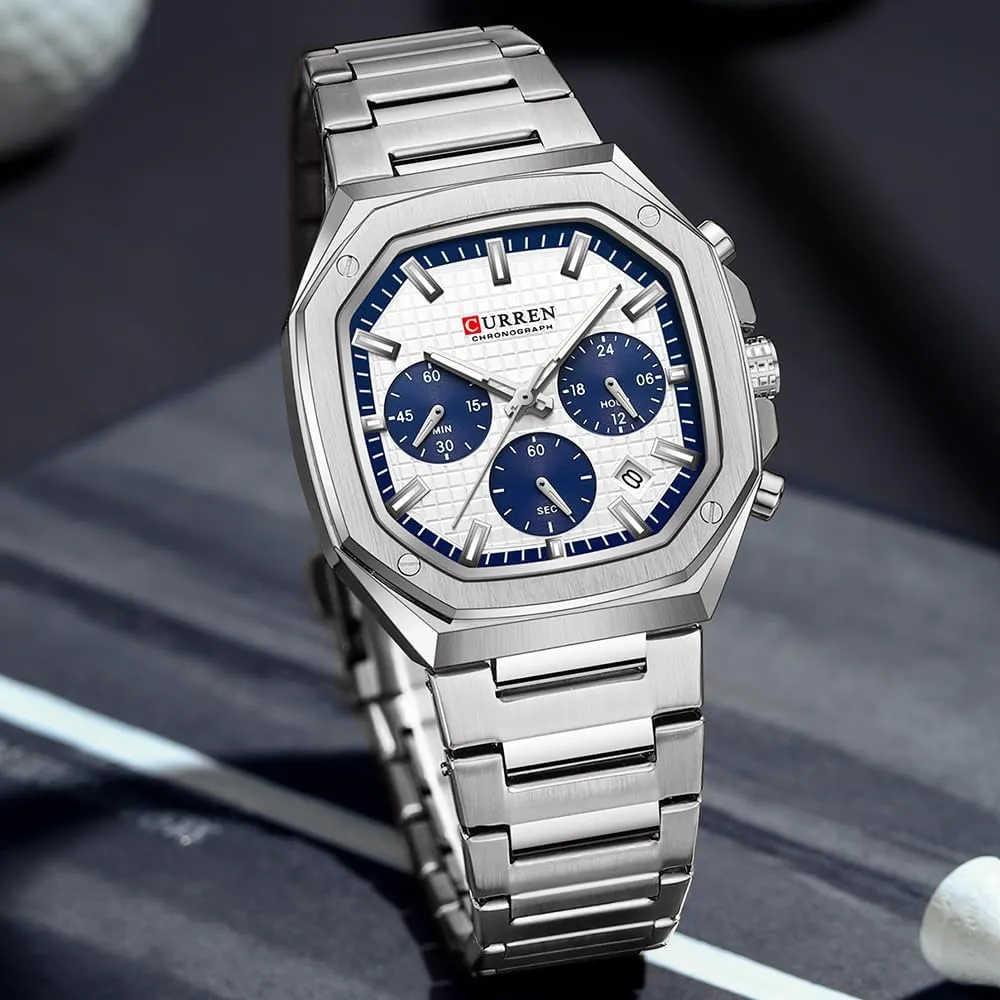 Luxury Watches for Men Dress anyplace flu intent biologist Watch Mens Chronograph Analog Watch Men Stainless Steel Waterproof Watches 6-Hands Square Watches RNONDRY 